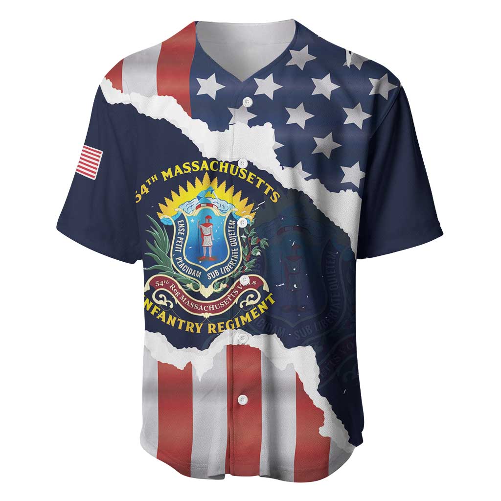 Personalized 54th Massachusetts Infantry Regiment Baseball Jersey American Flag Heritage - African Pride
