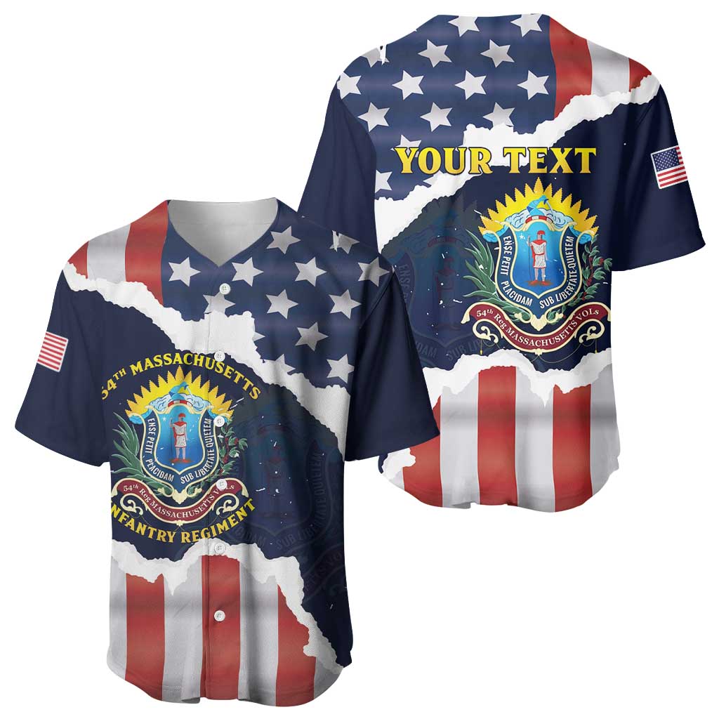 Personalized 54th Massachusetts Infantry Regiment Baseball Jersey American Flag Heritage - African Pride