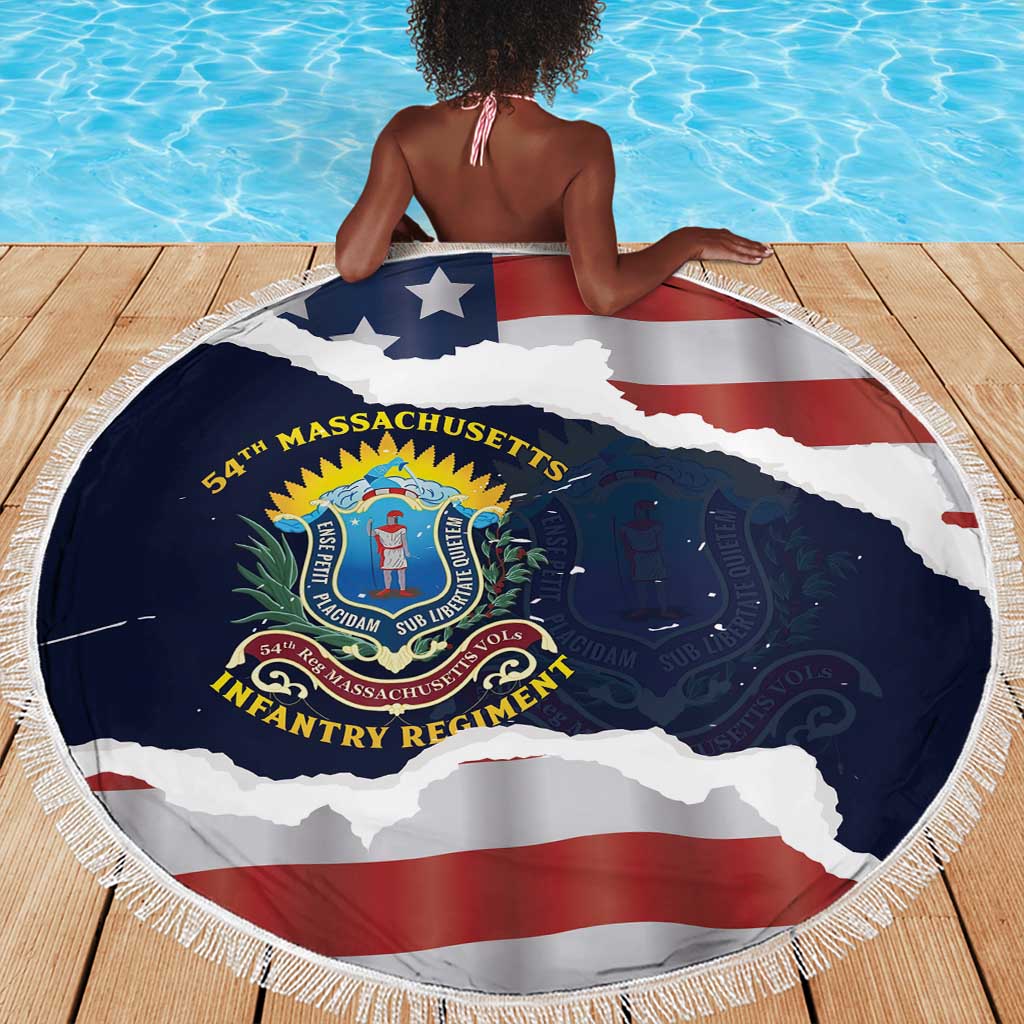 54th Massachusetts Infantry Regiment Beach Blanket American Flag Heritage - African Pride