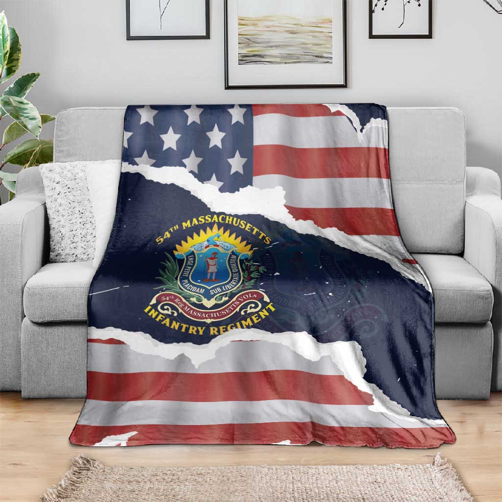 54th Massachusetts Infantry Regiment Blanket American Flag Heritage - African Pride