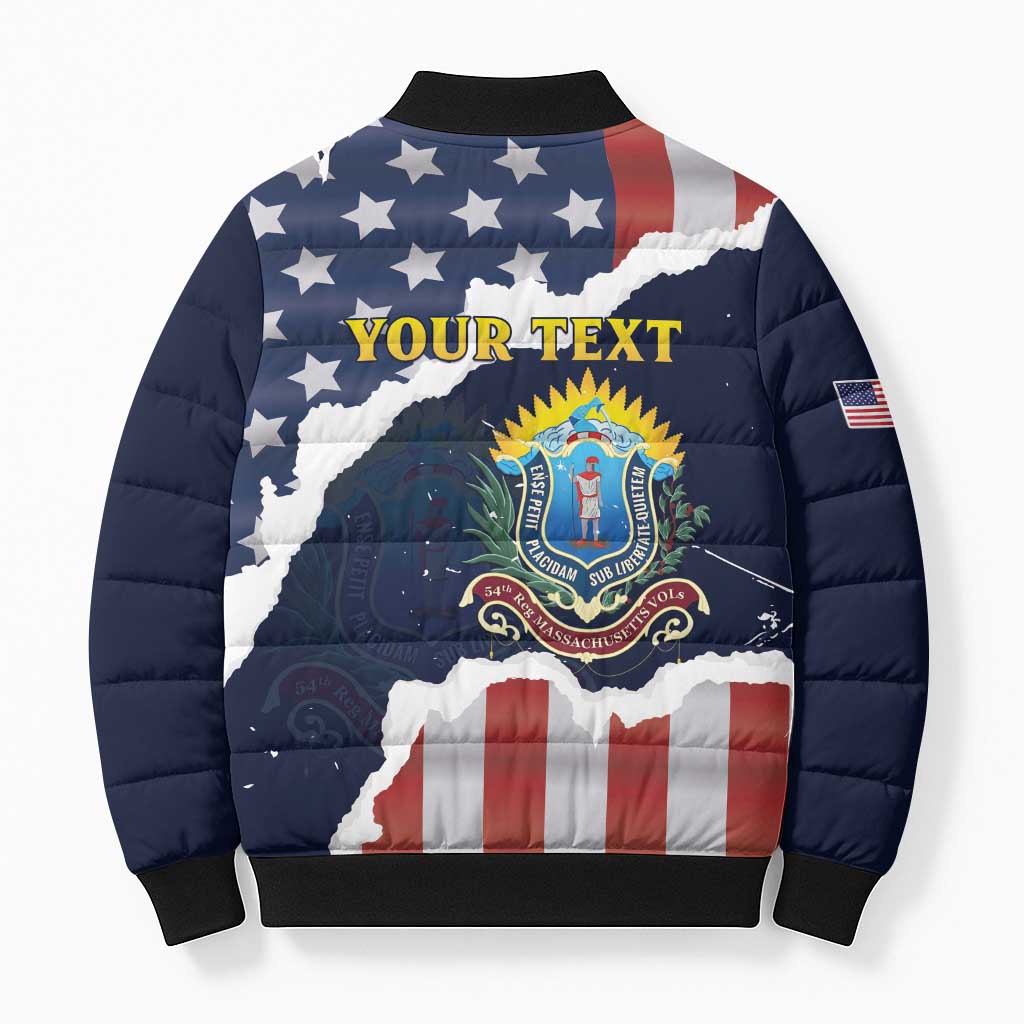 Personalized 54th Massachusetts Infantry Regiment Bomber Puffer Jacket American Flag Heritage - African Pride