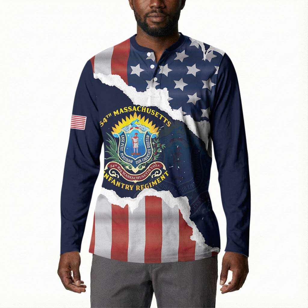Personalized 54th Massachusetts Infantry Regiment Button Sweatshirt American Flag Heritage