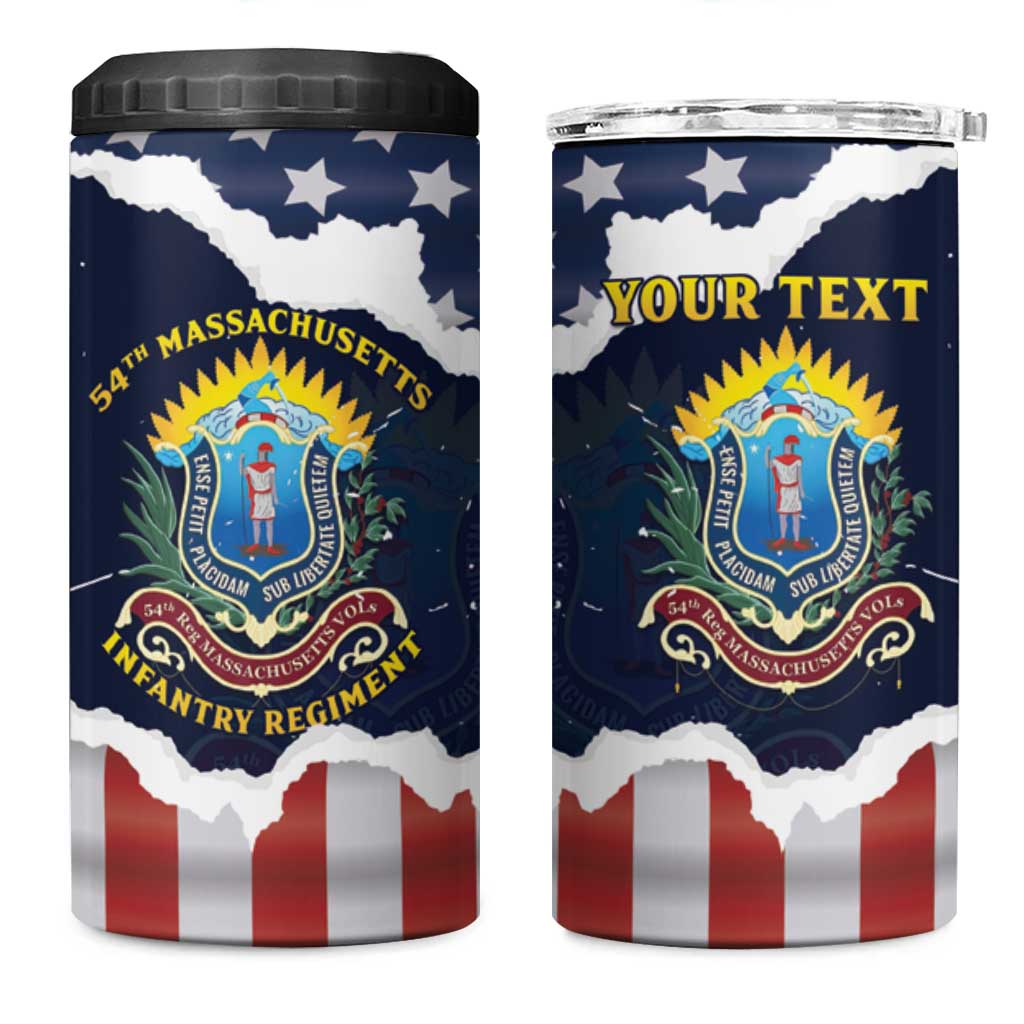 Personalized 54th Massachusetts Infantry Regiment 4 in 1 Can Cooler Tumbler American Flag Heritage - African Pride