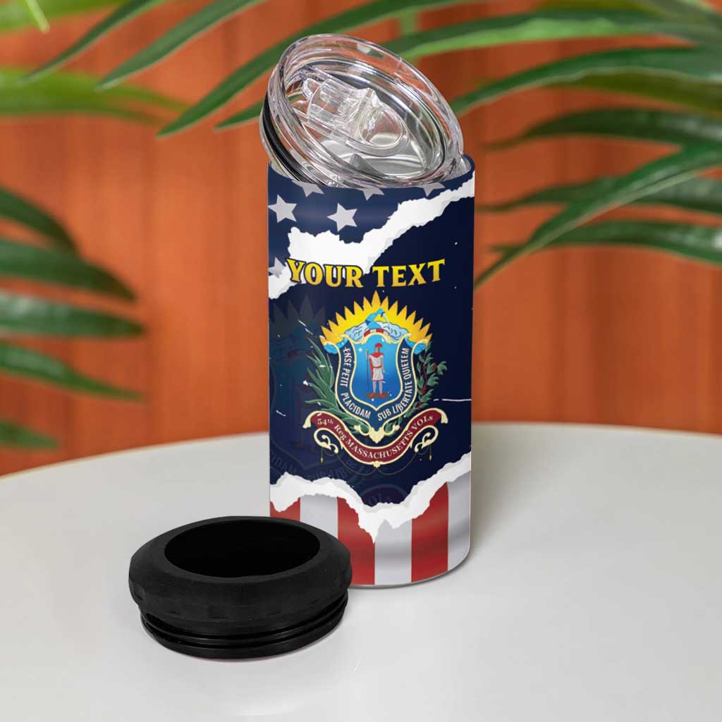 Personalized 54th Massachusetts Infantry Regiment 4 in 1 Can Cooler Tumbler American Flag Heritage - African Pride