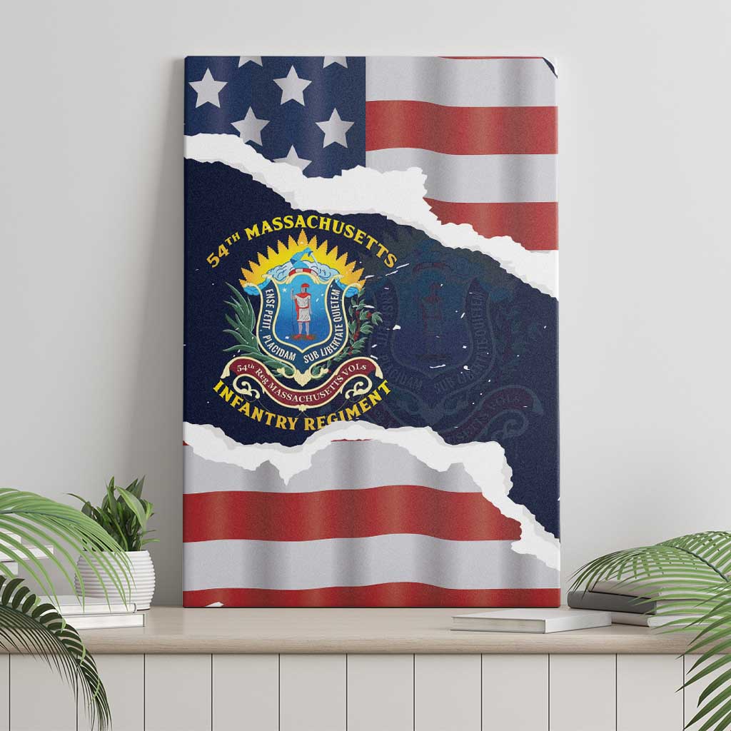 54th Massachusetts Infantry Regiment Canvas Wall Art American Flag Heritage - African Pride