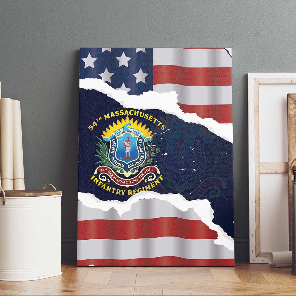 54th Massachusetts Infantry Regiment Canvas Wall Art American Flag Heritage - African Pride