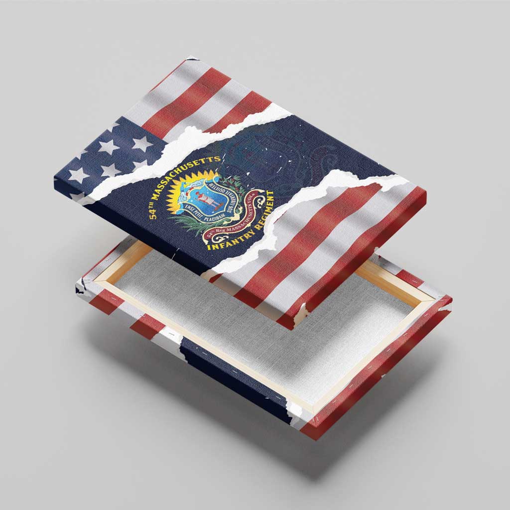 54th Massachusetts Infantry Regiment Canvas Wall Art American Flag Heritage - African Pride