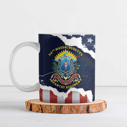 Personalized 54th Massachusetts Infantry Regiment Ceramic Mug American Flag Heritage - African Pride