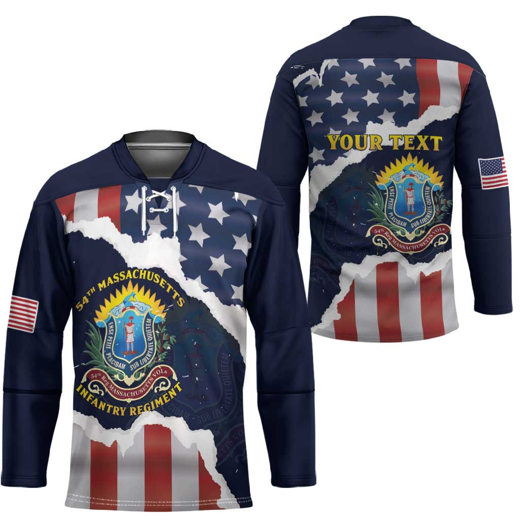 Personalized 54th Massachusetts Infantry Regiment Hockey Jersey American Flag Heritage - African Pride