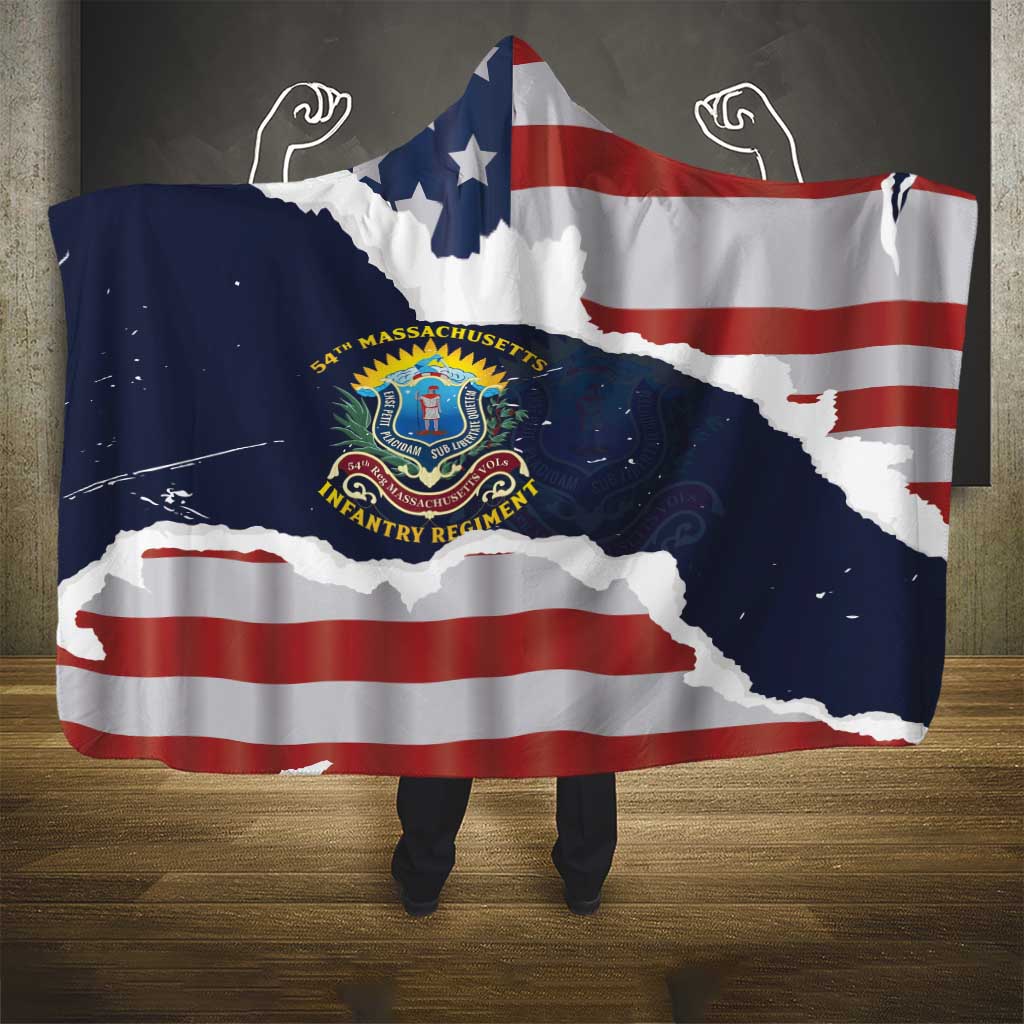 54th Massachusetts Infantry Regiment Hooded Blanket American Flag Heritage - African Pride