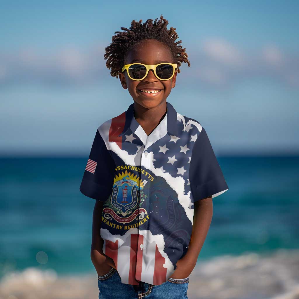 Personalized 54th Massachusetts Infantry Regiment Kid Hawaiian Shirt American Flag Heritage - African Pride