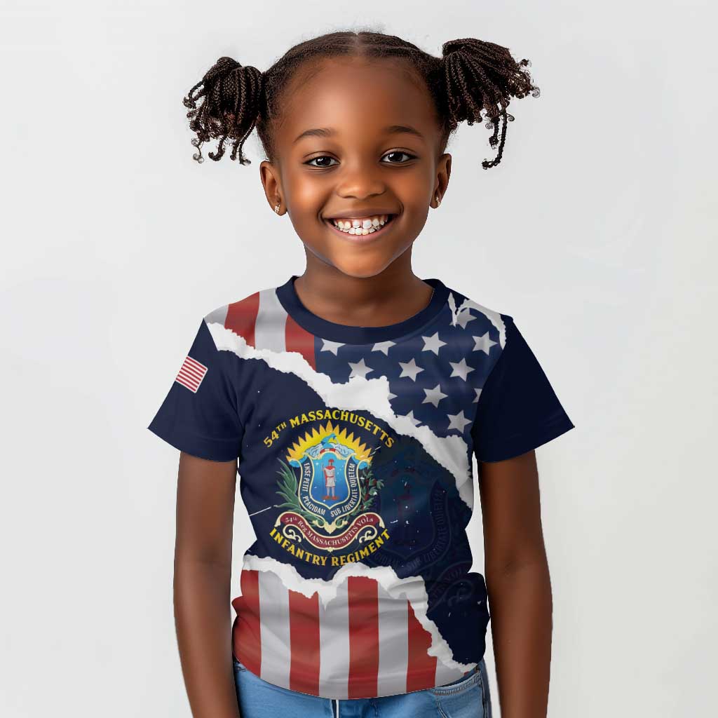 Personalized 54th Massachusetts Infantry Regiment Kid T shirt American Flag Heritage - African Pride