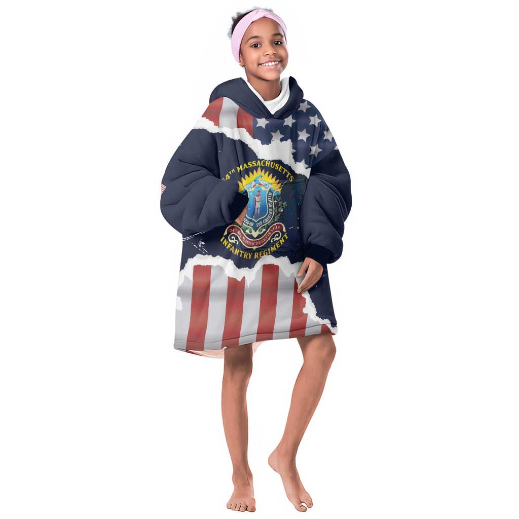 Personalized 54th Massachusetts Infantry Regiment Kid Wearable Blanket Hoodie American Flag Heritage - African Pride