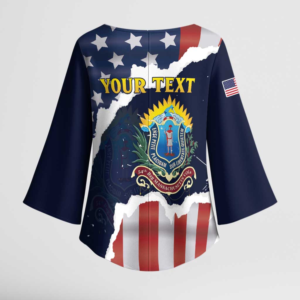 Personalized 54th Massachusetts Infantry Regiment Kimono Sleeve Blouse American Flag Heritage - African Pride