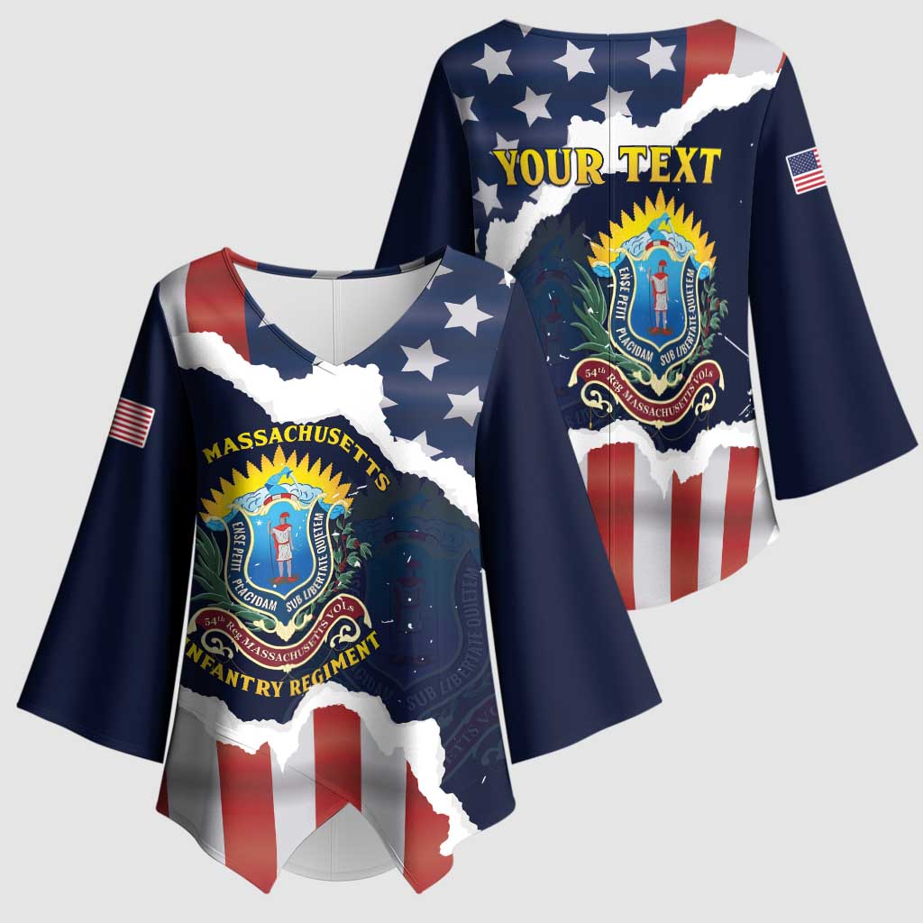Personalized 54th Massachusetts Infantry Regiment Kimono Sleeve Blouse American Flag Heritage - African Pride