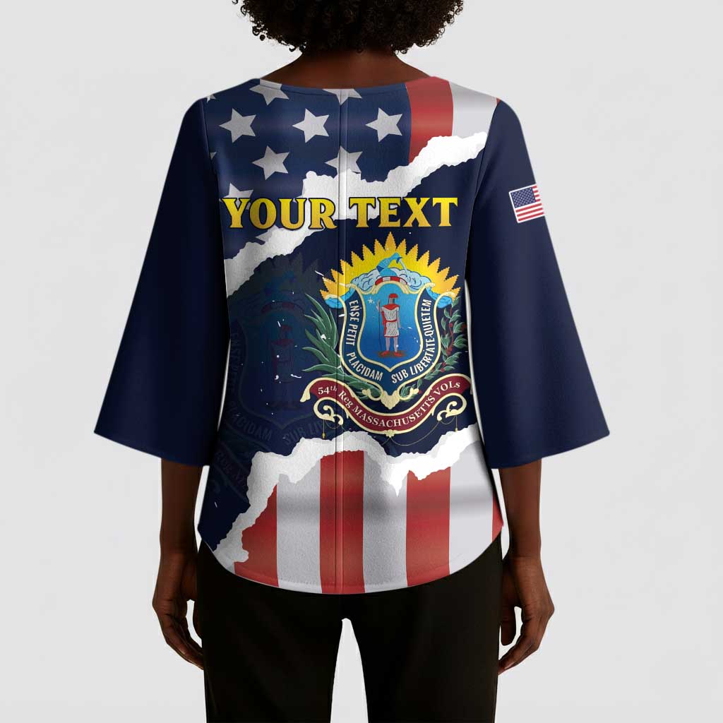 Personalized 54th Massachusetts Infantry Regiment Kimono Sleeve Blouse American Flag Heritage - African Pride