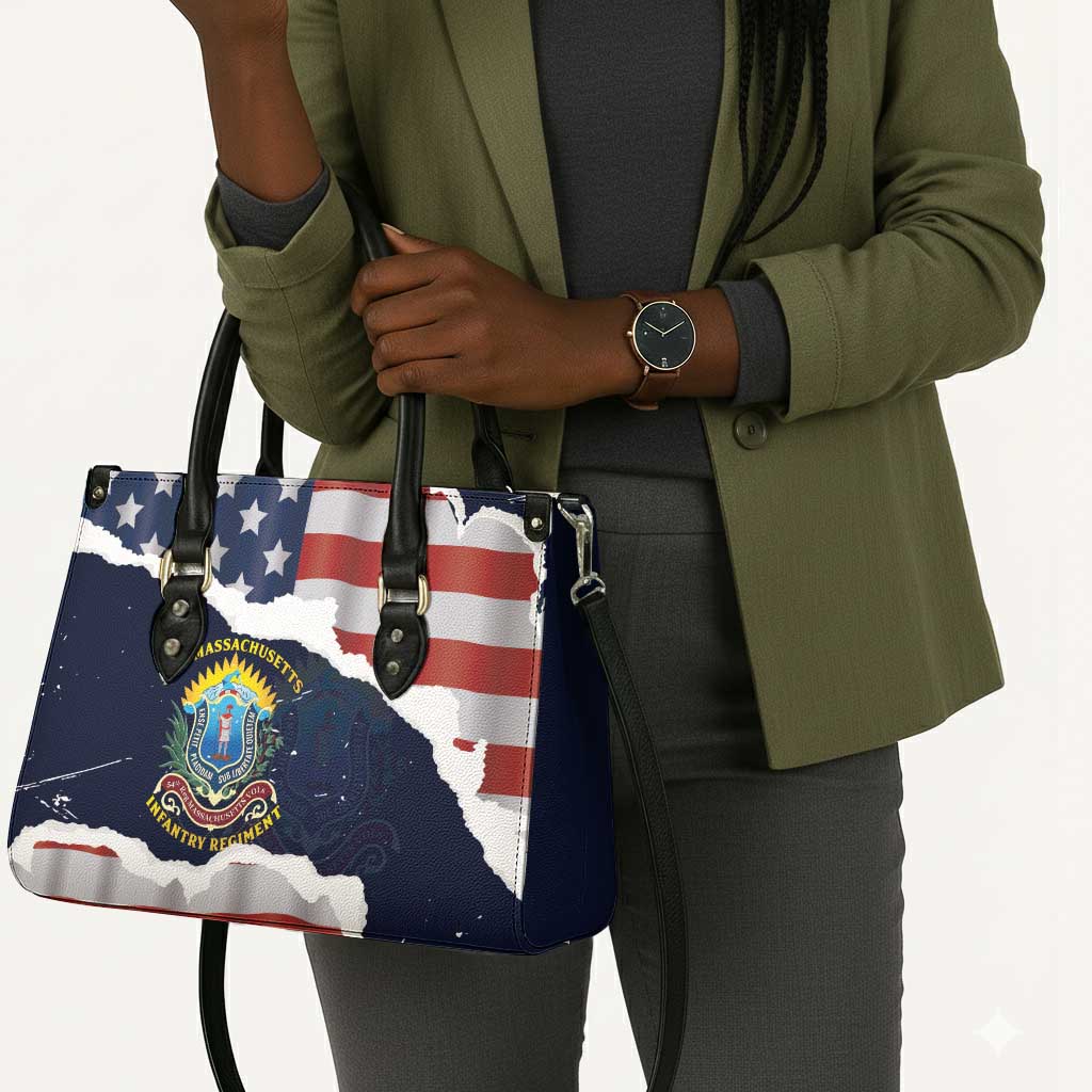 54th Massachusetts Infantry Regiment Leather Bag American Flag Heritage - African Pride