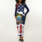 Personalized 54th Massachusetts Infantry Regiment Long Sleeve Bodycon Dress American Flag Heritage - African Pride
