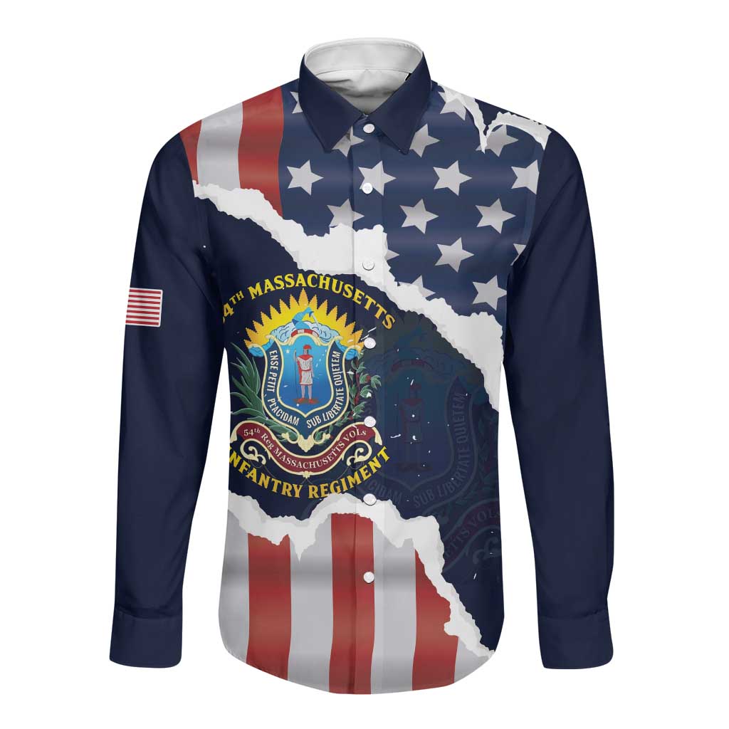 Personalized 54th Massachusetts Infantry Regiment Long Sleeve Button Shirt American Flag Heritage - African Pride