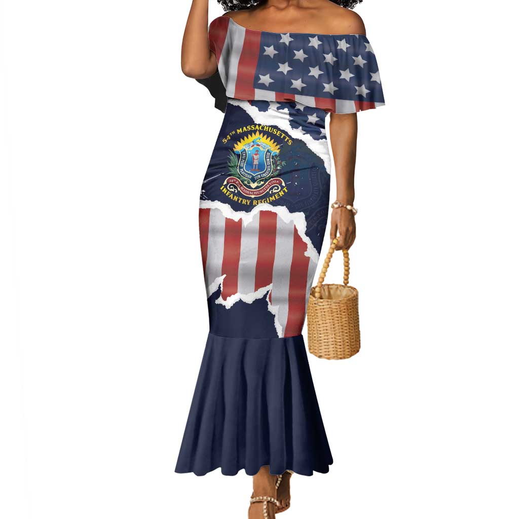 Personalized 54th Massachusetts Infantry Regiment Mermaid Dress American Flag Heritage - African Pride