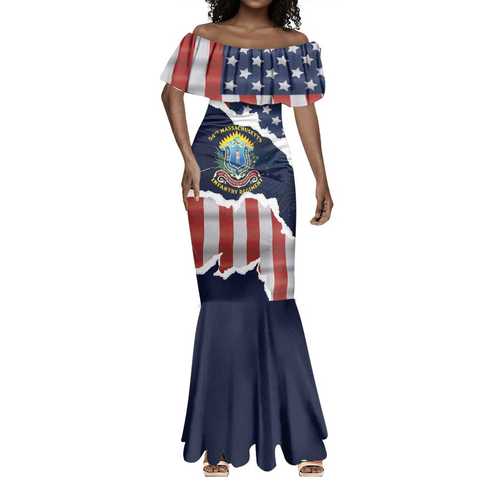 Personalized 54th Massachusetts Infantry Regiment Mermaid Dress American Flag Heritage - African Pride