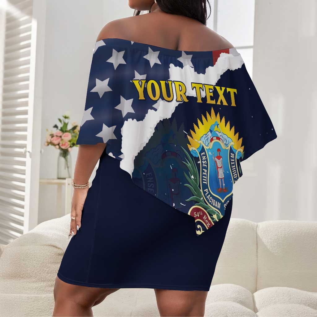 Personalized 54th Massachusetts Infantry Regiment Off Shoulder Short Dress American Flag Heritage - African Pride