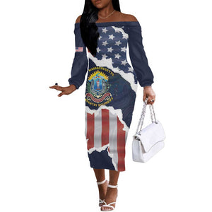 Personalized 54th Massachusetts Infantry Regiment Off The Shoulder Long Sleeve Dress American Flag Heritage - African Pride
