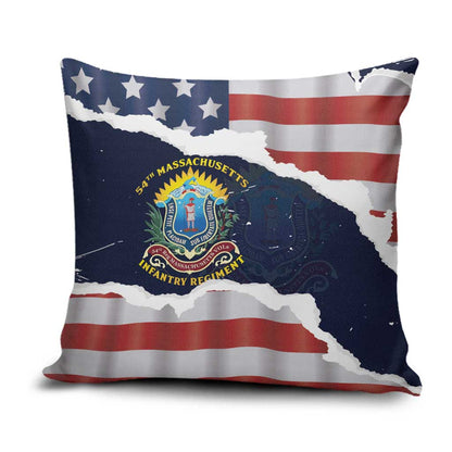 54th Massachusetts Infantry Regiment Pillow Cover American Flag Heritage - African Pride