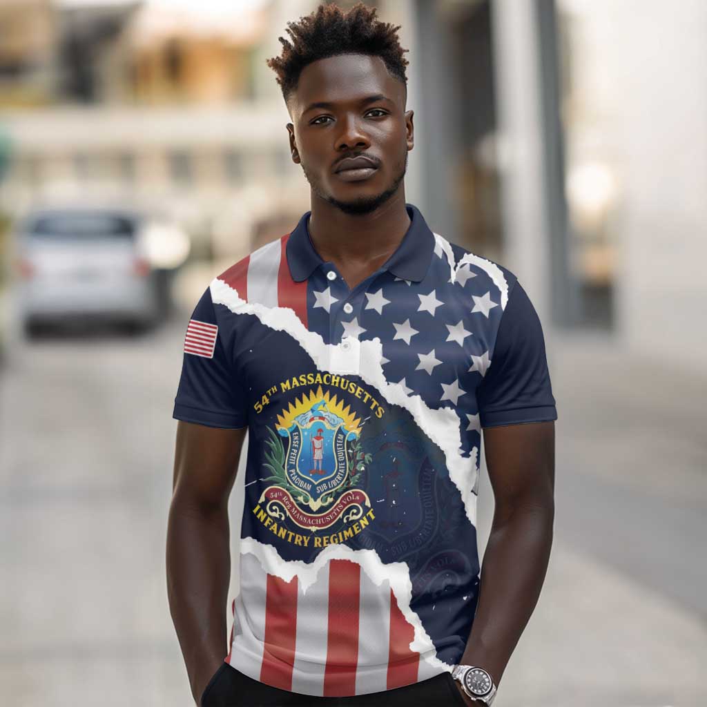 Personalized 54th Massachusetts Infantry Regiment Polo Shirt American Flag Heritage - African Pride