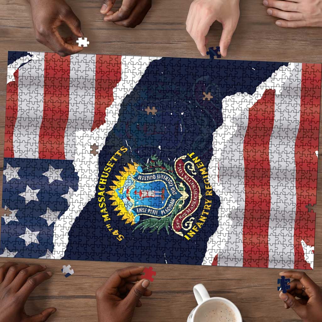 54th Massachusetts Infantry Regiment Puzzle American Flag Heritage - African Pride