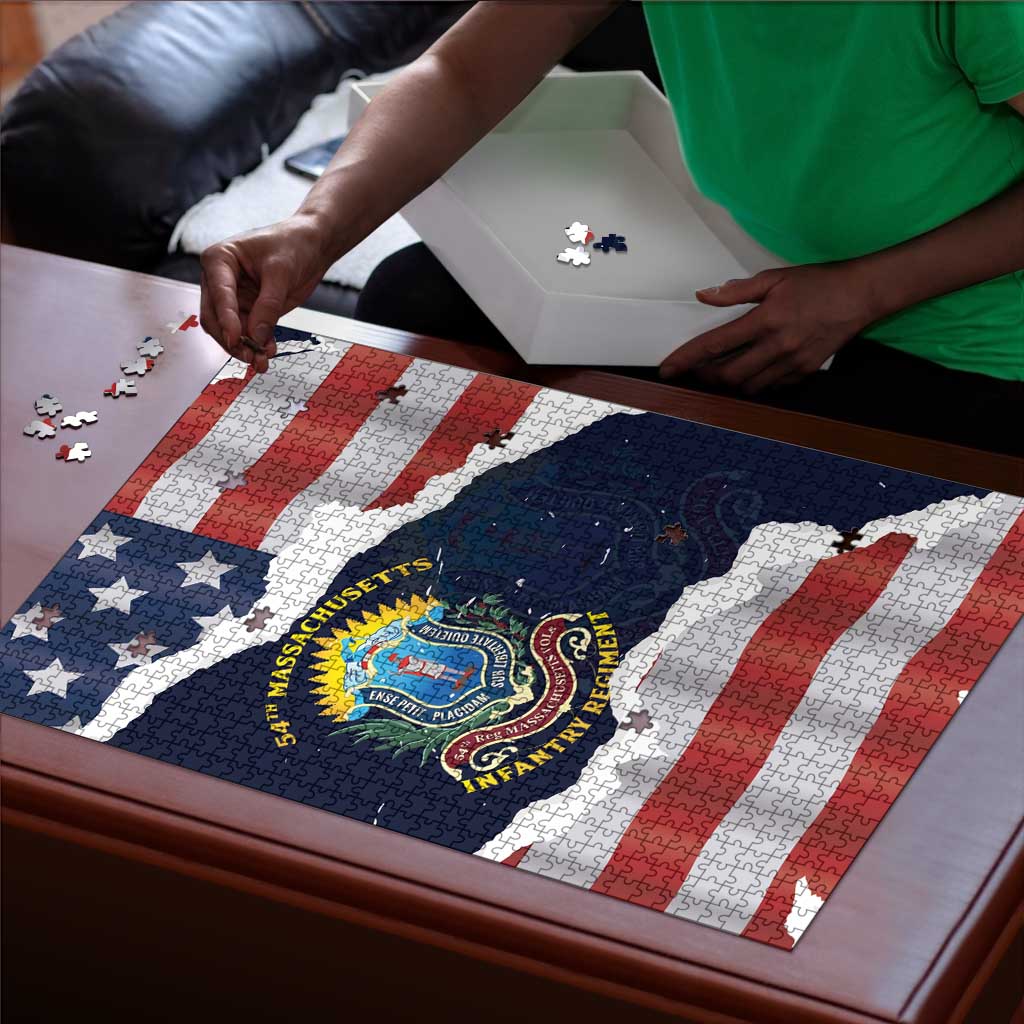 54th Massachusetts Infantry Regiment Puzzle American Flag Heritage - African Pride