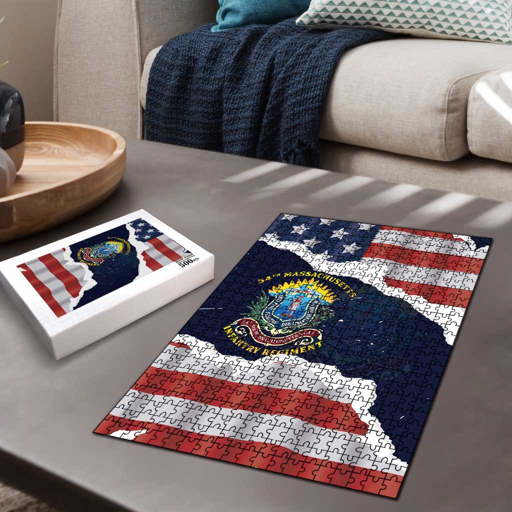 54th Massachusetts Infantry Regiment Puzzle American Flag Heritage - African Pride