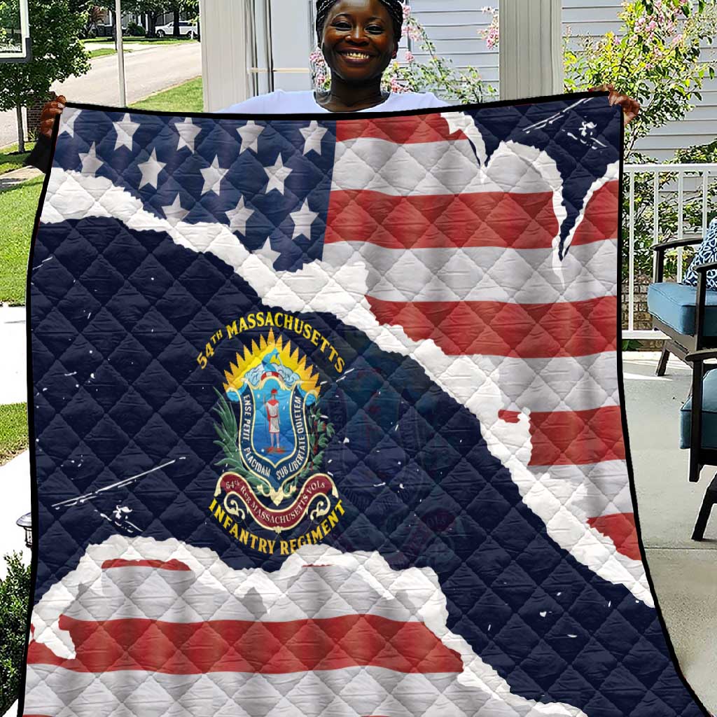 54th Massachusetts Infantry Regiment Quilt American Flag Heritage - African Pride