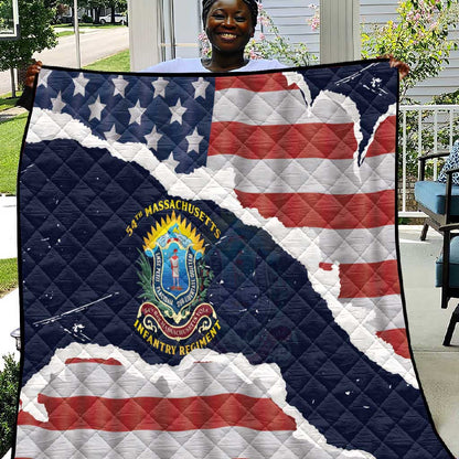 54th Massachusetts Infantry Regiment Quilt American Flag Heritage - African Pride