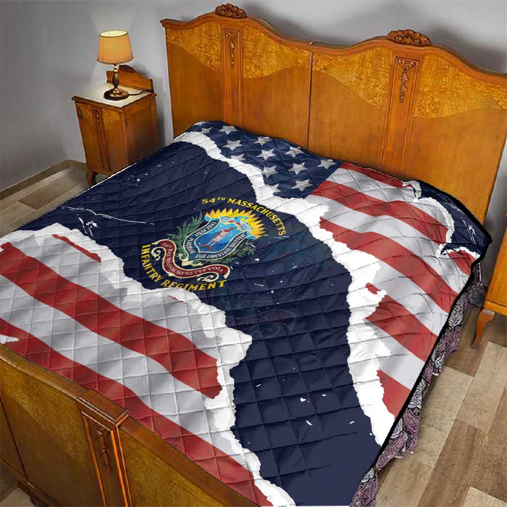 54th Massachusetts Infantry Regiment Quilt American Flag Heritage - African Pride