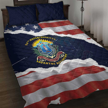 54th Massachusetts Infantry Regiment Quilt Bed Set American Flag Heritage - African Pride