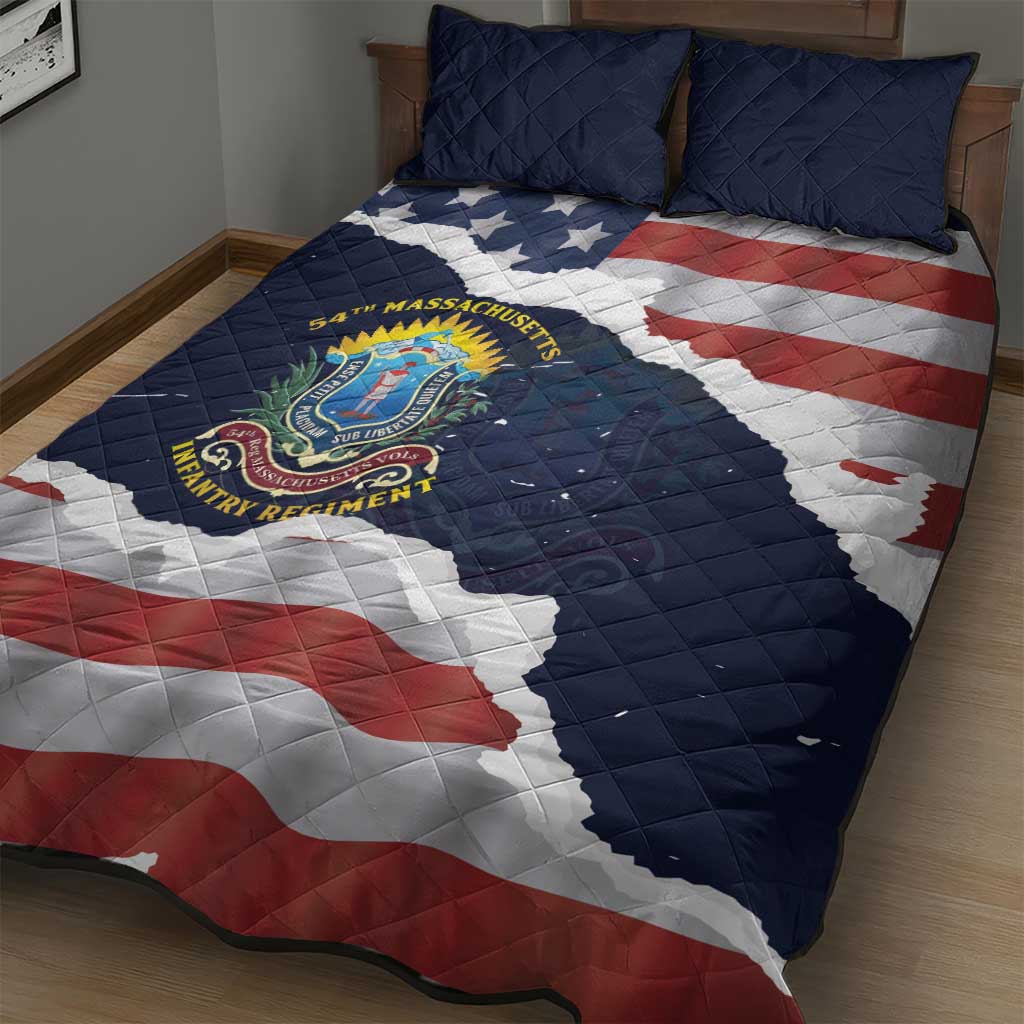 54th Massachusetts Infantry Regiment Quilt Bed Set American Flag Heritage - African Pride