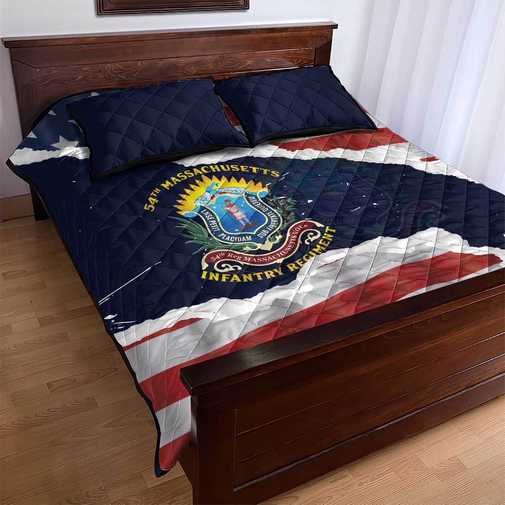 54th Massachusetts Infantry Regiment Quilt Bed Set American Flag Heritage - African Pride