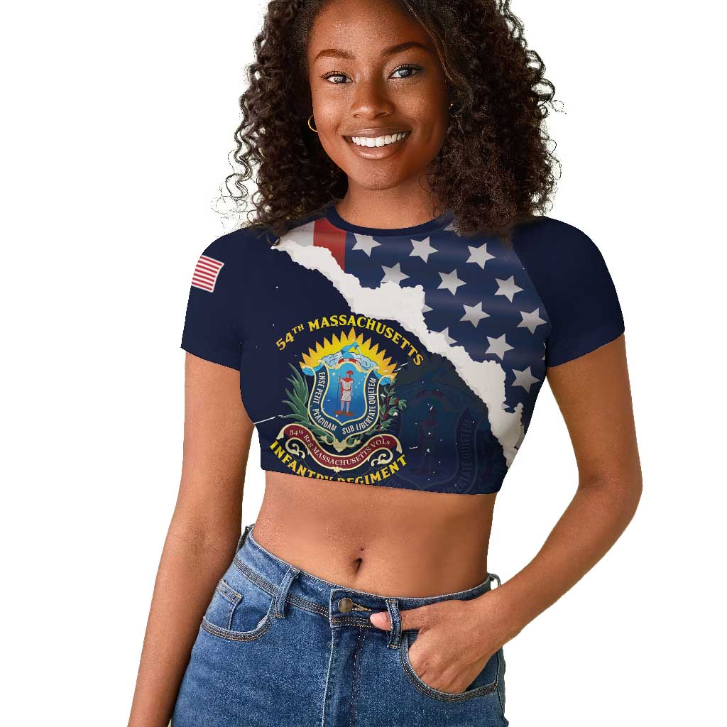 Personalized 54th Massachusetts Infantry Regiment Raglan Cropped T shirt American Flag Heritage - African Pride