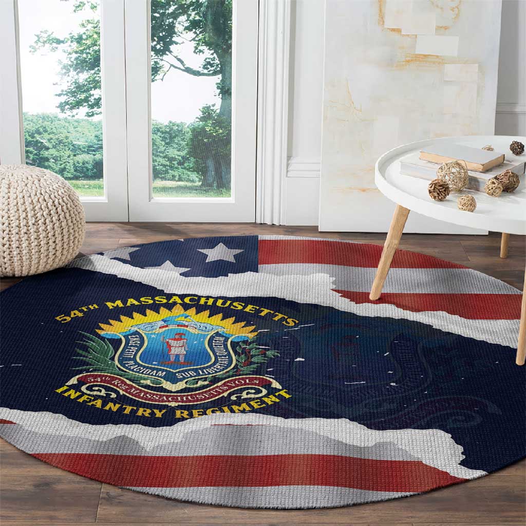 54th Massachusetts Infantry Regiment Round Carpet American Flag Heritage - African Pride