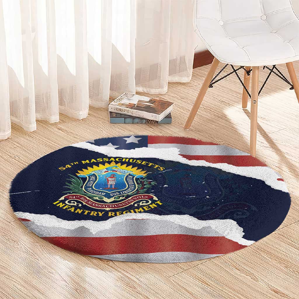 54th Massachusetts Infantry Regiment Round Carpet American Flag Heritage - African Pride