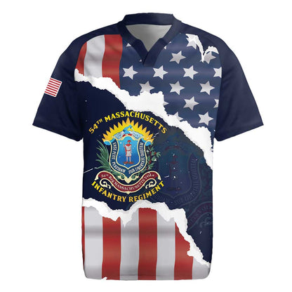 Personalized 54th Massachusetts Infantry Regiment Rugby Jersey American Flag Heritage - African Pride