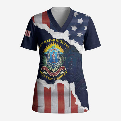 Personalized 54th Massachusetts Infantry Regiment Scrub Top American Flag Heritage - African Pride