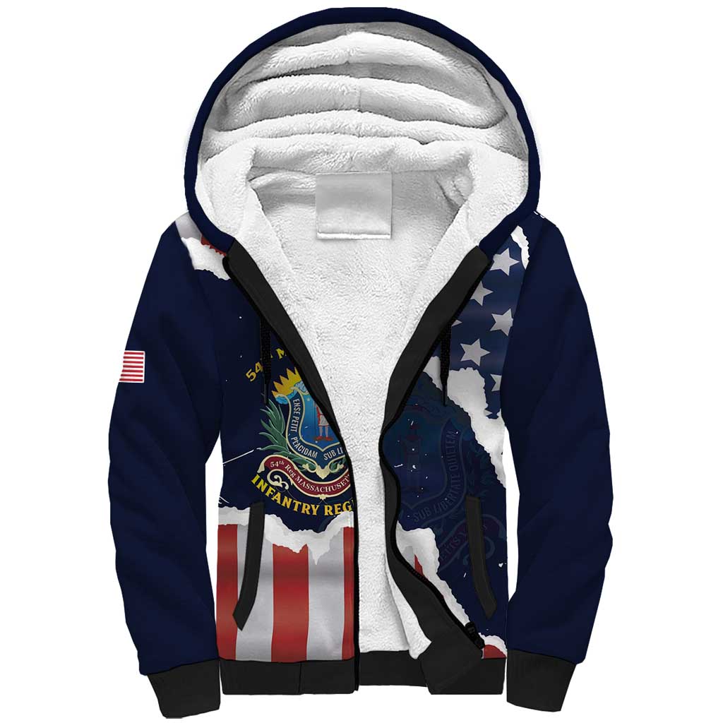 Personalized 54th Massachusetts Infantry Regiment Sherpa Hoodie American Flag Heritage - African Pride