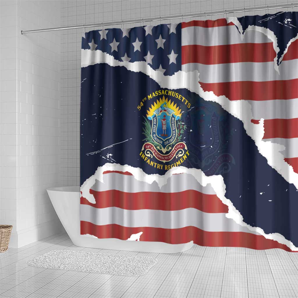 54th Massachusetts Infantry Regiment Shower Curtain American Flag Heritage - African Pride