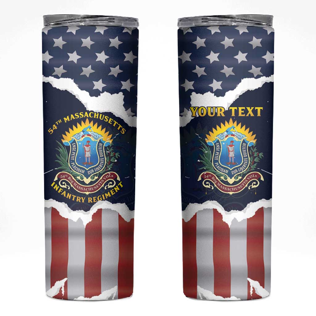 Personalized 54th Massachusetts Infantry Regiment Skinny Tumbler American Flag Heritage - African Pride