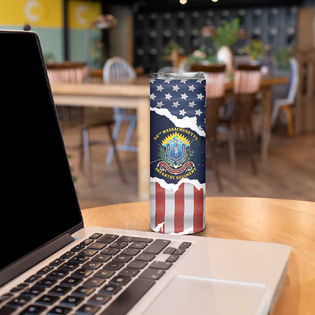Personalized 54th Massachusetts Infantry Regiment Skinny Tumbler American Flag Heritage - African Pride