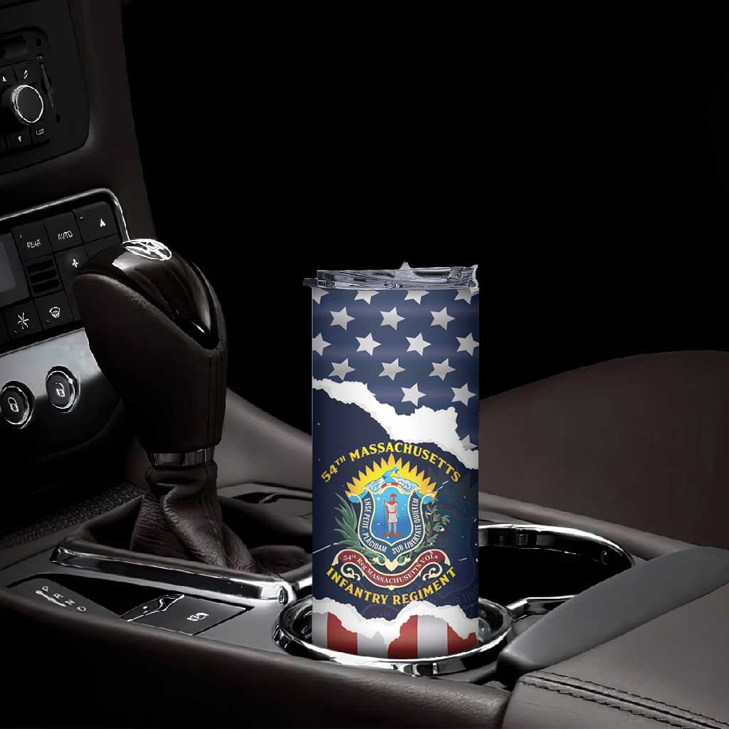 Personalized 54th Massachusetts Infantry Regiment Skinny Tumbler American Flag Heritage - African Pride