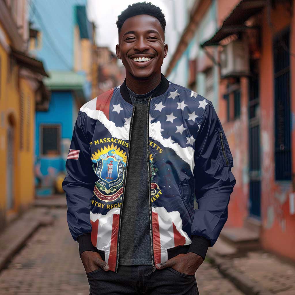 Personalized 54th Massachusetts Infantry Regiment Sleeve Zip Bomber Jacket American Flag Heritage - African Pride