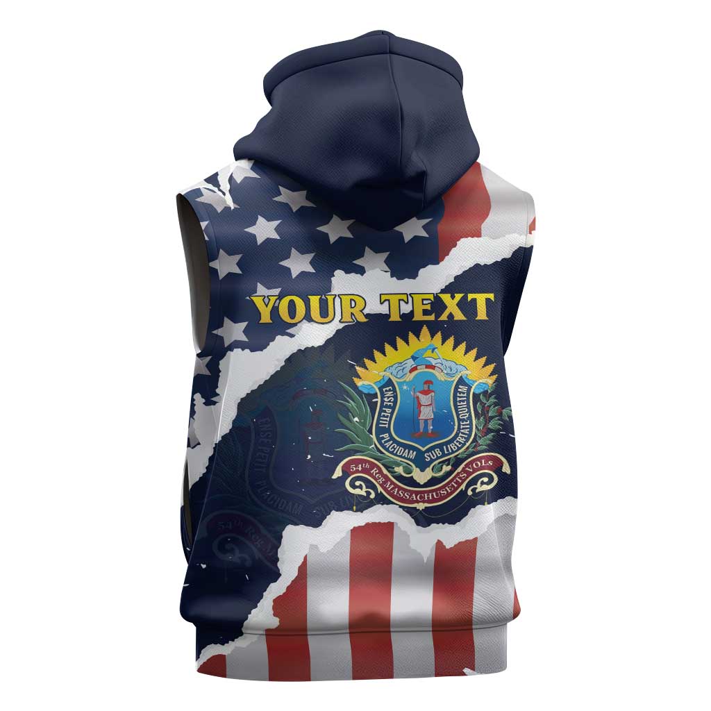 Personalized 54th Massachusetts Infantry Regiment Sleeveless Hoodie American Flag Heritage - African Pride